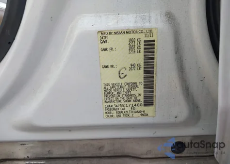 2014 Nissan Altima 2.5/S/Sv/Sl из США, поврежденный, VIN 1N4AL3AP7EC171400